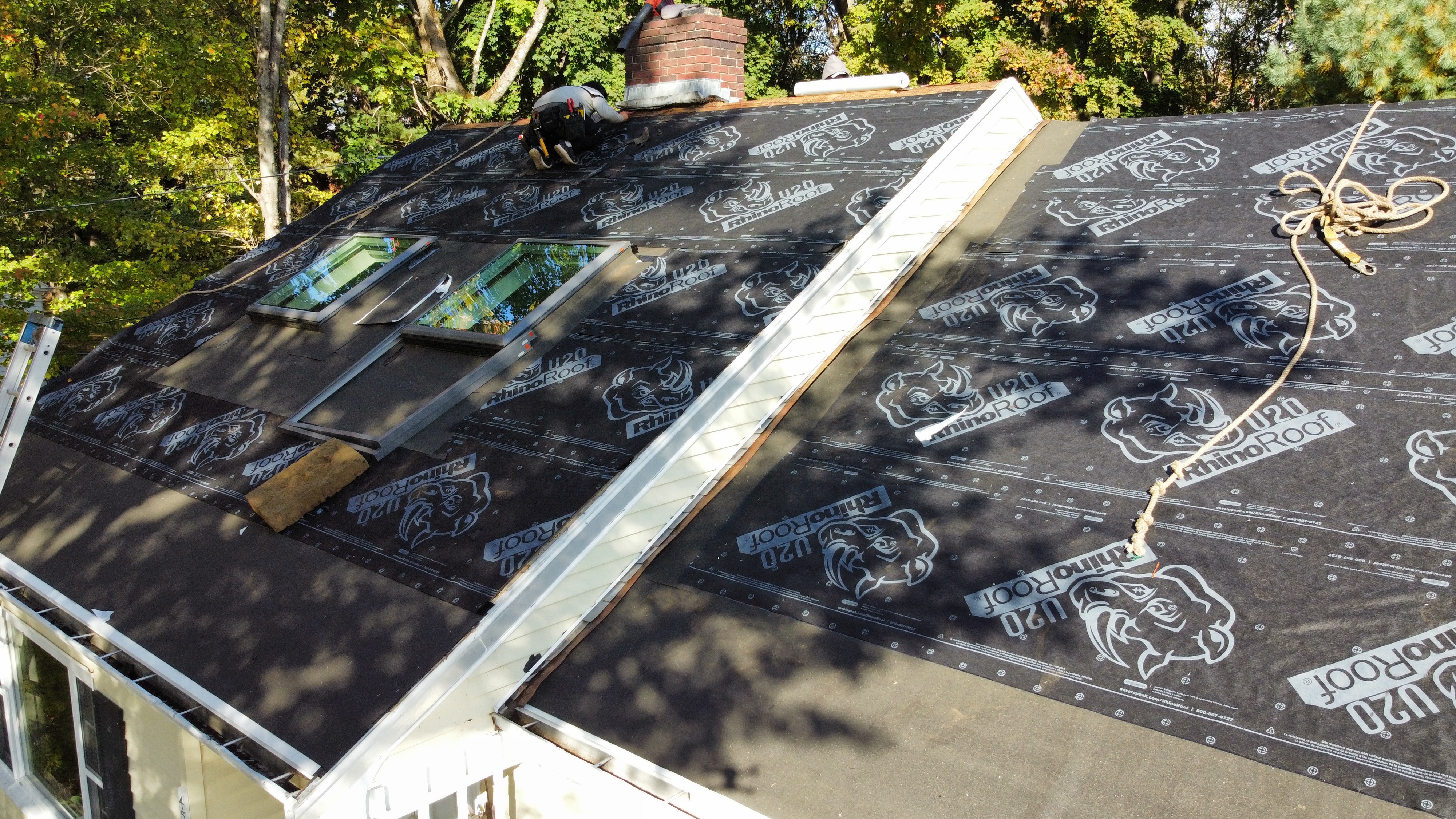 Roof underlayment with skylights