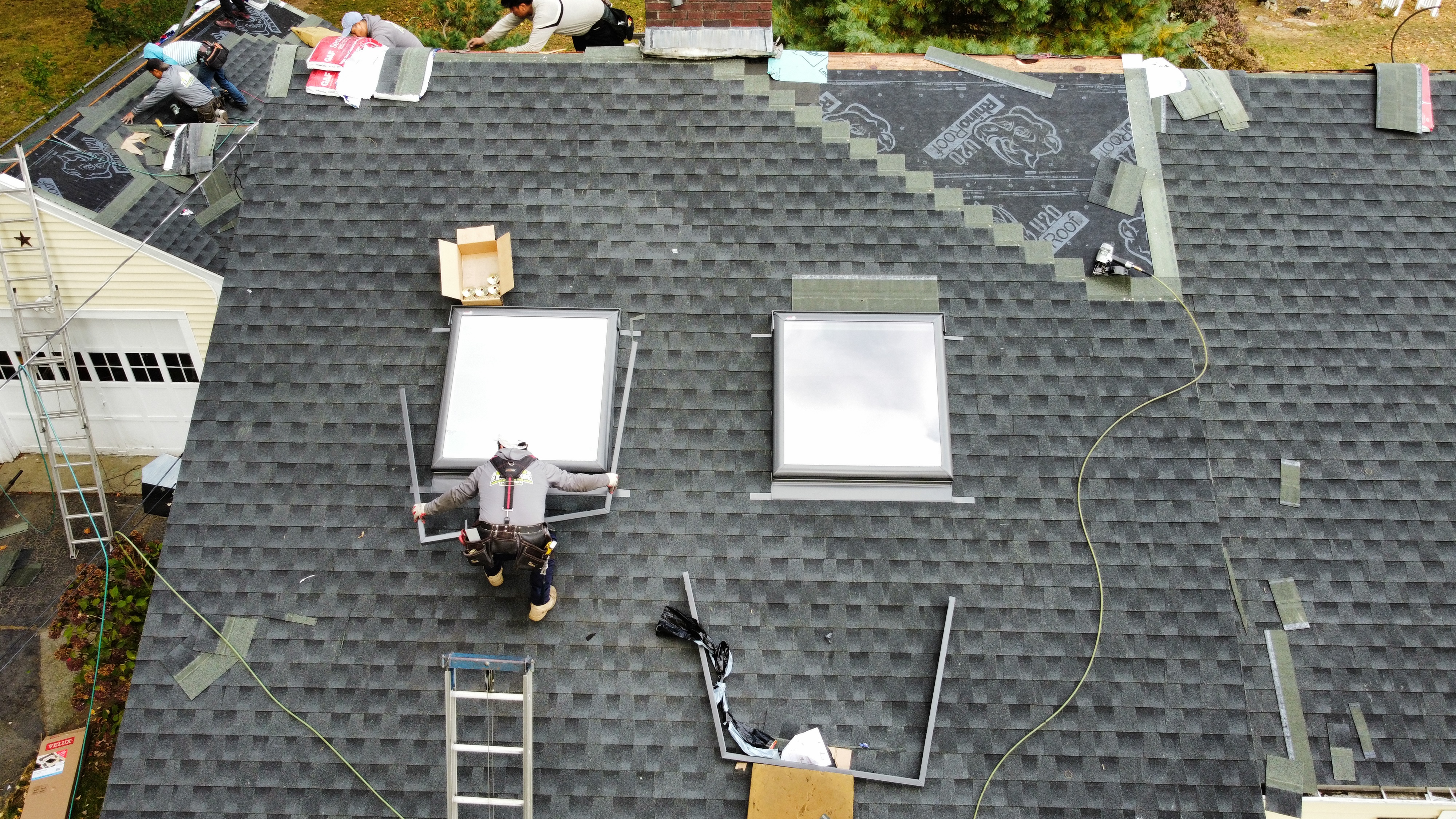 Shingles going on around new skylights