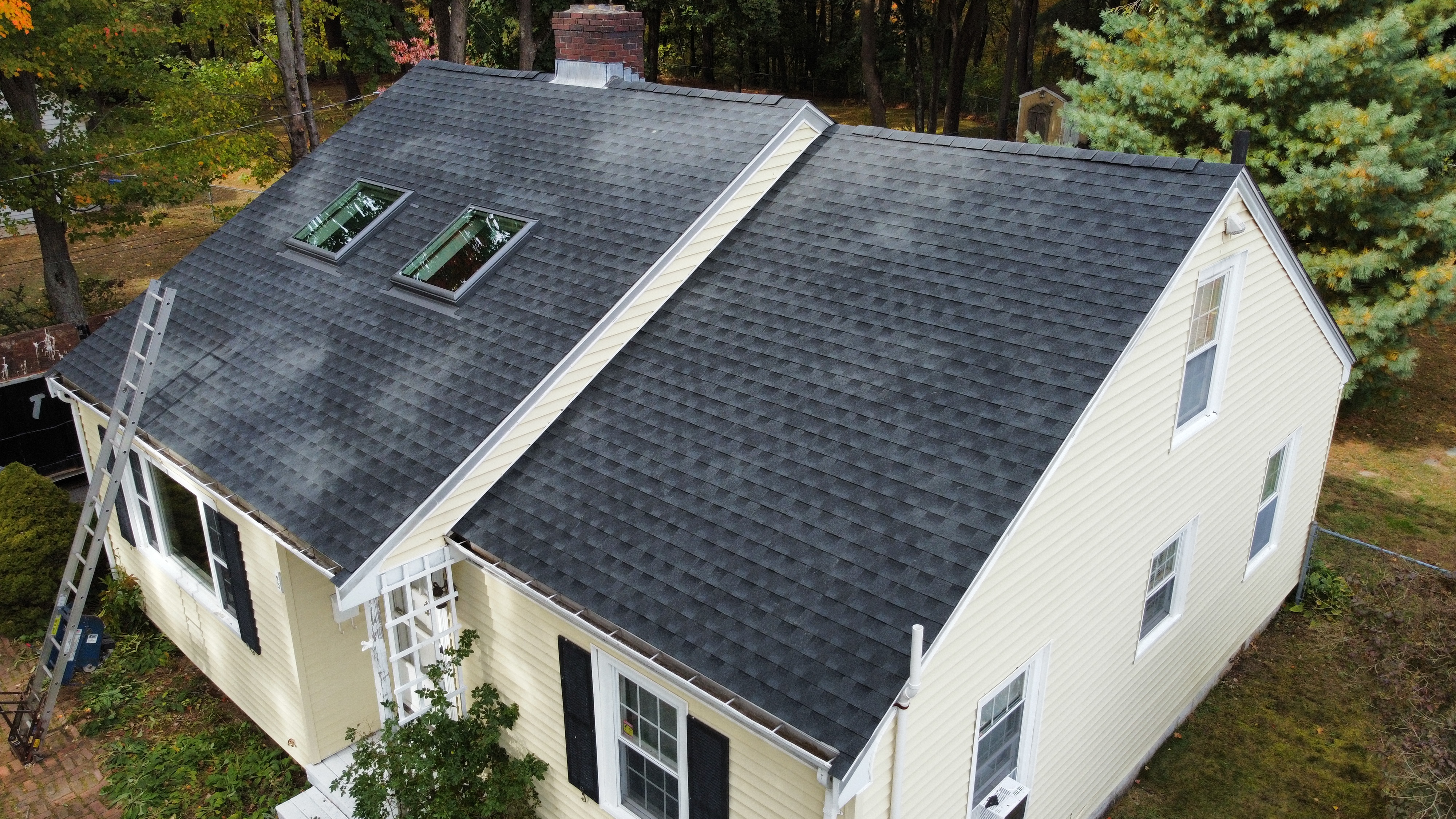 Full property aerial completed roof