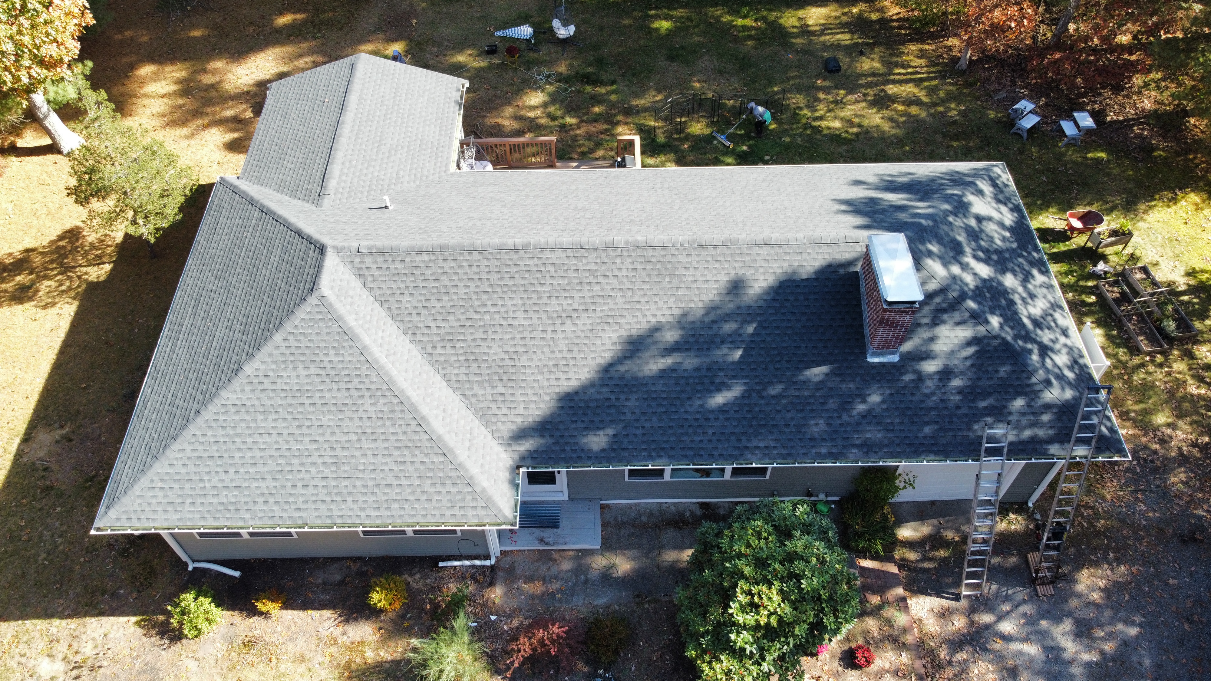 Completed charcoal roof aerial